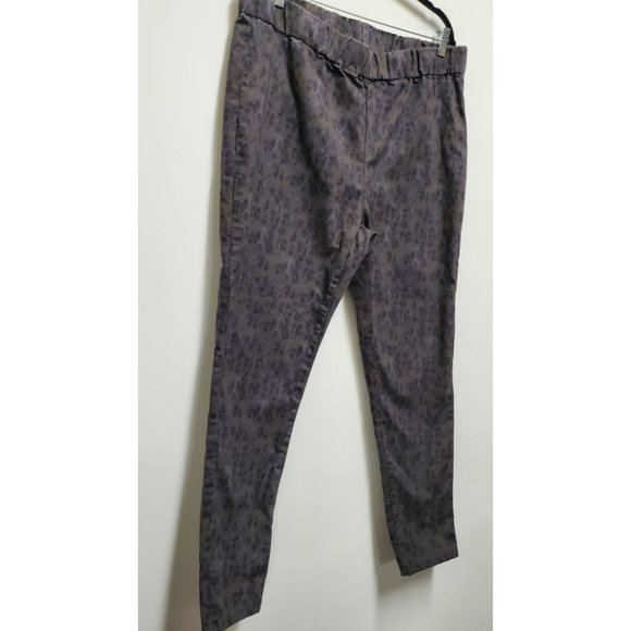 Soft Surroundings Metro Pants Purple Leopard Print Elastic Waist Pull On - Picture 3 of 7